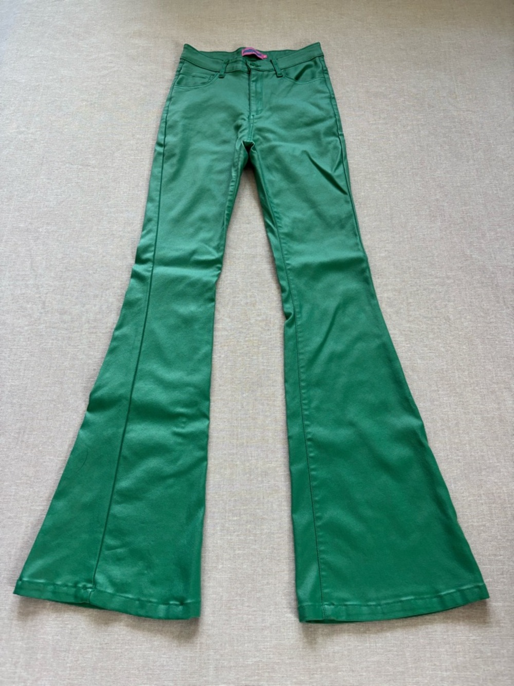 Edikted green faux leather flare pants. - Picture 3 of 16